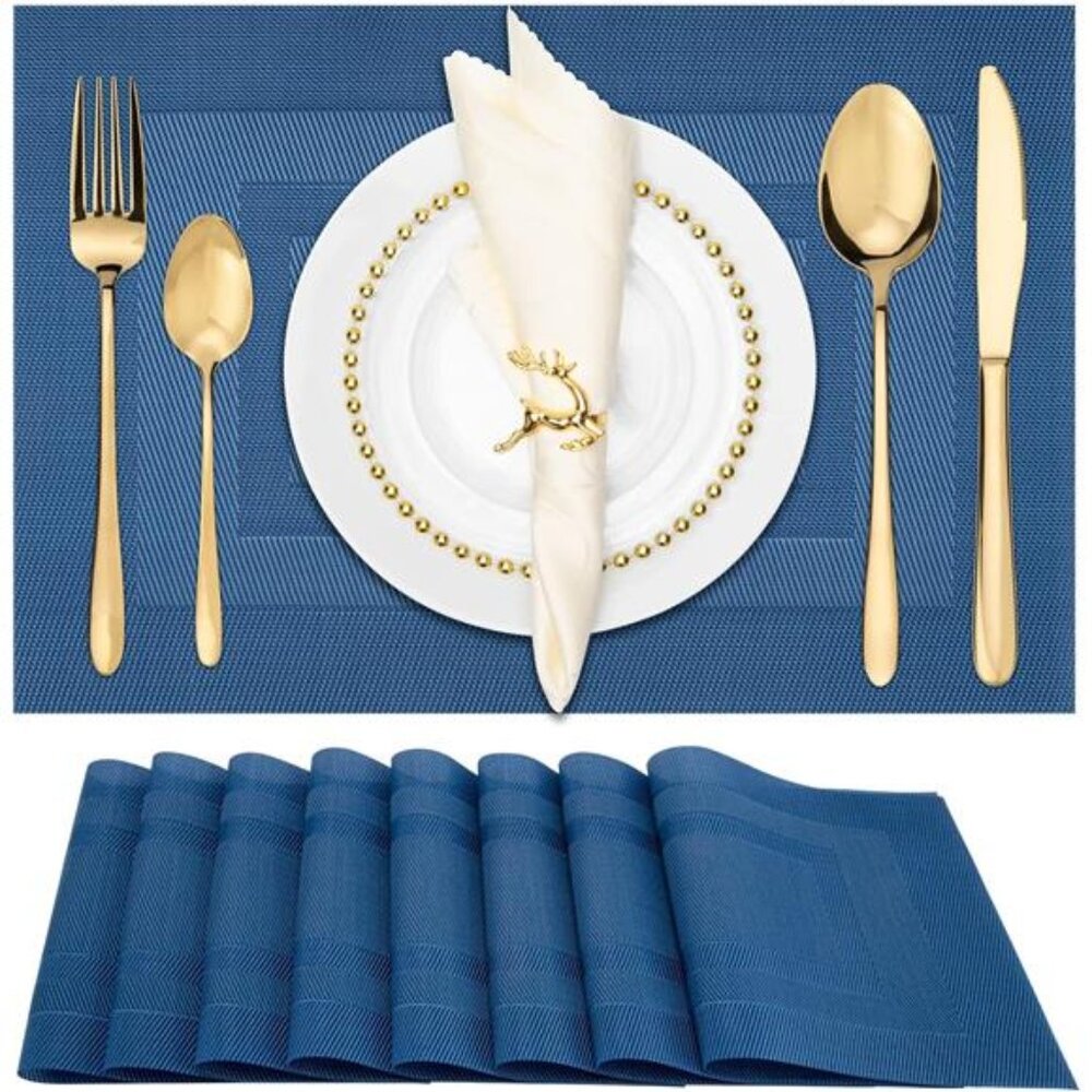 Placemats for Dining Table Set of 8 Waterproof, Woven Place Mats